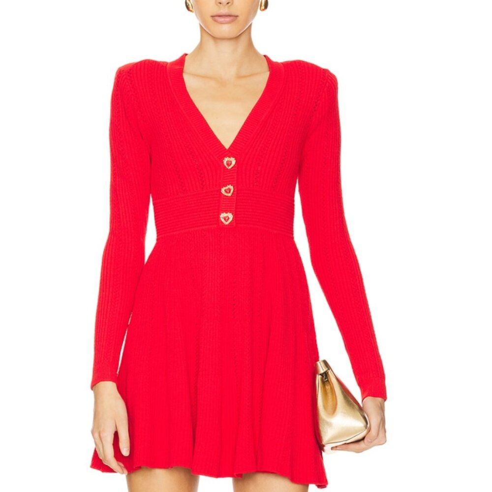 SELF- PORTRAIT Pointelle Knit Mini Dress